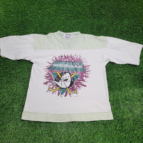 Vintage 1993 Anaheim Mighty Ducks Shirt Large 22x27 White - Picture 1 of 12